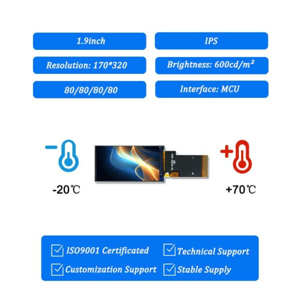 1.9 Industrial tft display