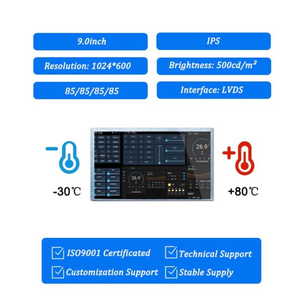 9 inch ips lcd panel factory