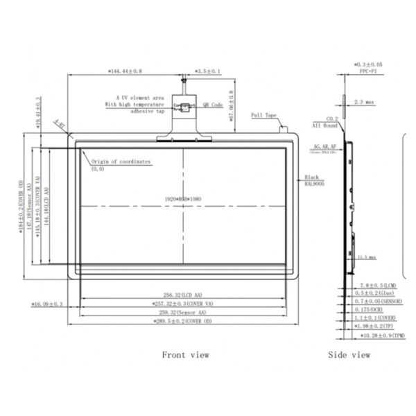 11.6 inch G+G capacitive touch screen
