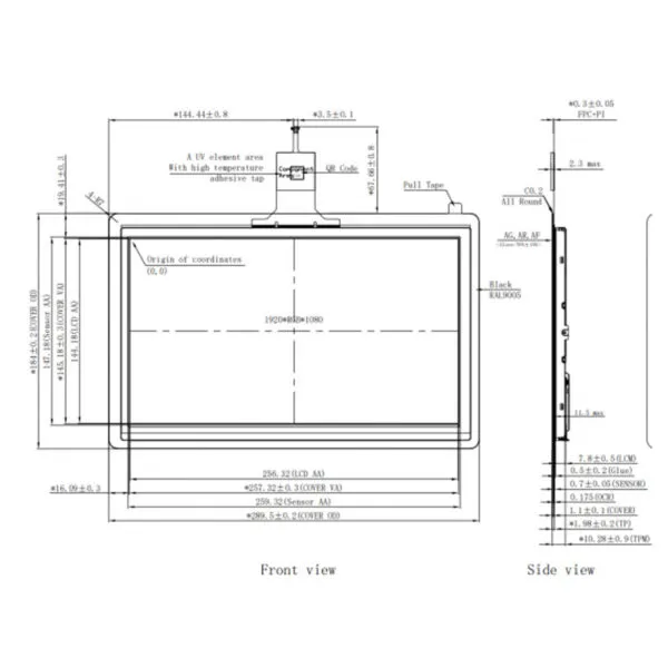 11.6 inch G+G capacitive touch screen