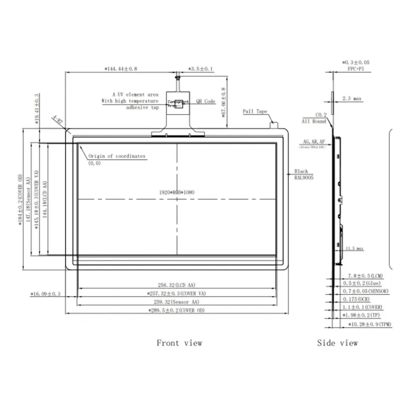 11.6 inch G+G capacitive touch screen