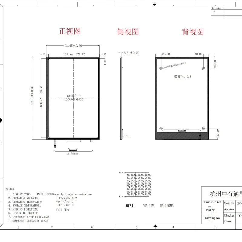 13.4 inch Display Panel