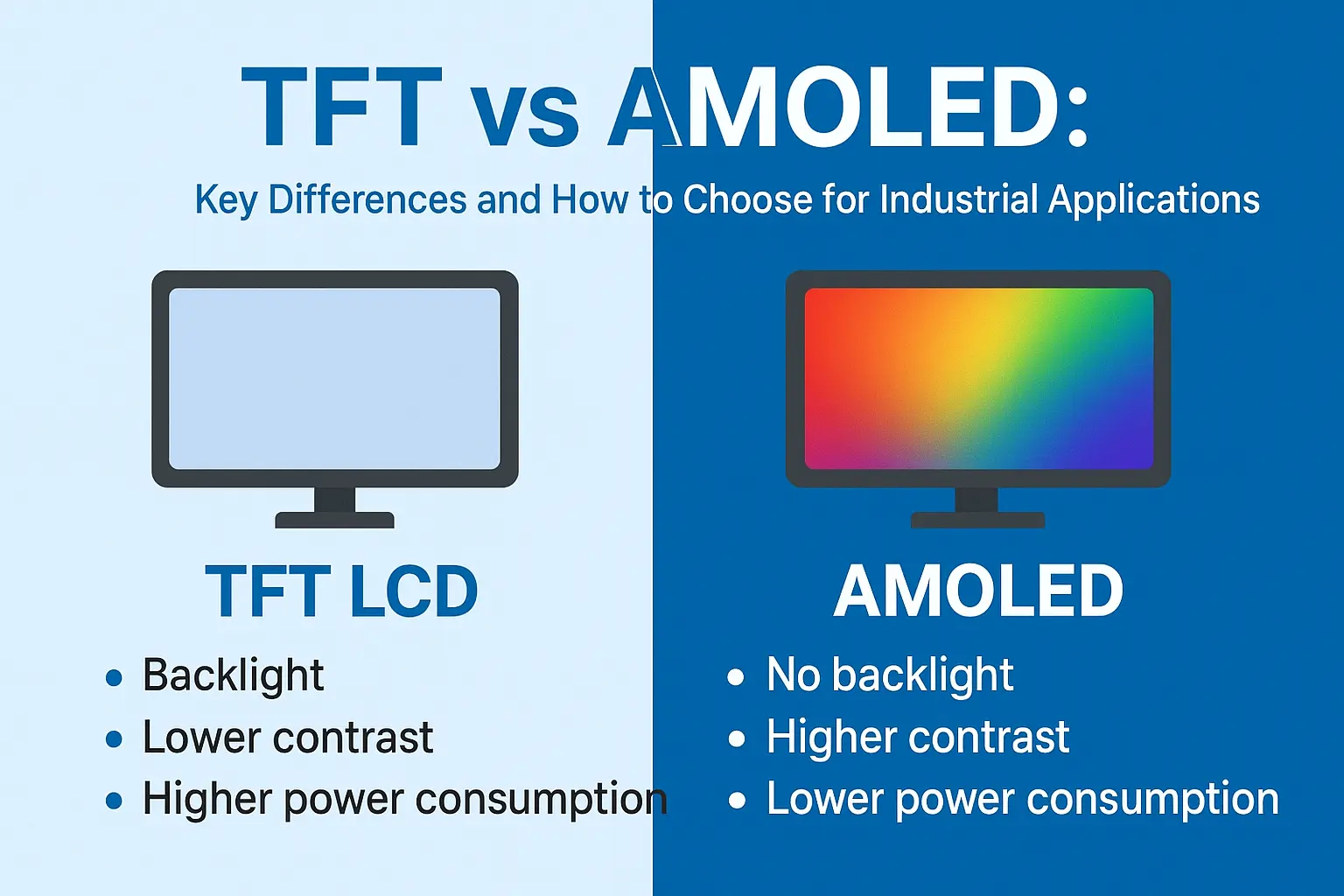 TFT vs AMOLED: Key Differences and How to Choose for Industrial Applications