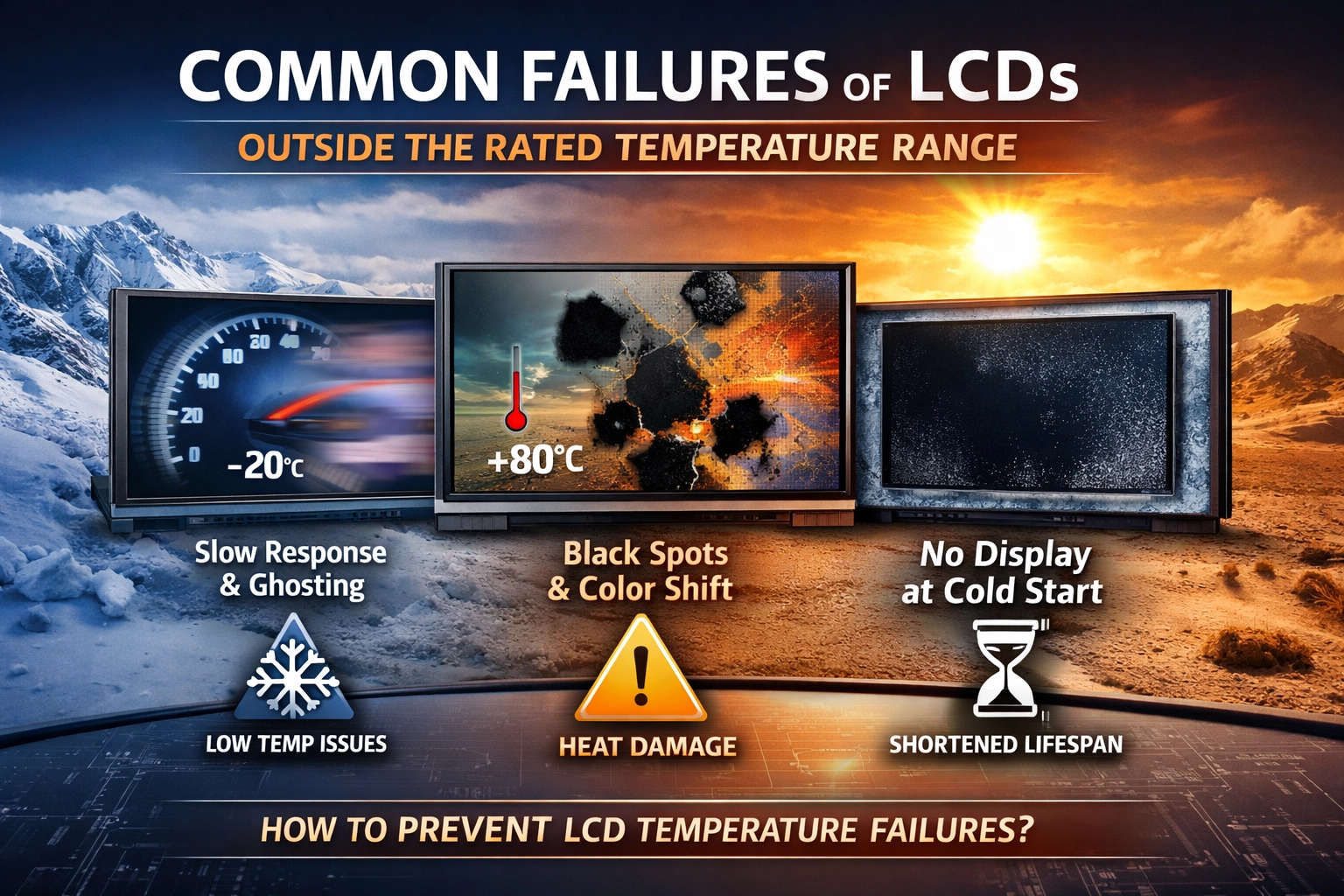 Common Failures of LCDs Outside the Rated Temperature Range and How to Avoid Them