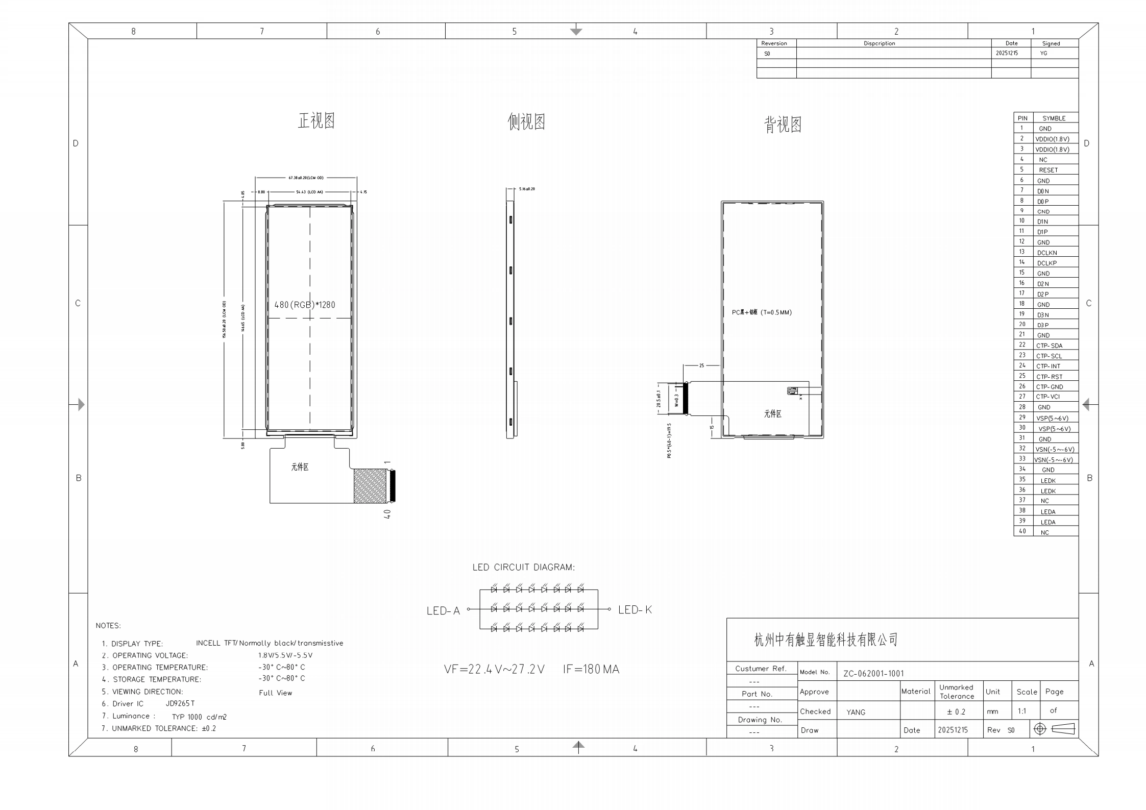 6.2 Inch Bar Type TFT LCD Display 480x1280 MIPI 1000 Nits - Image 3