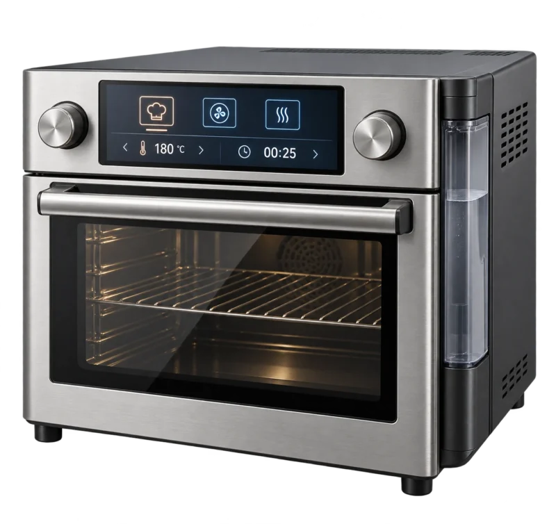 AI concept of a smart countertop steam oven with a 10.3 inch LCD